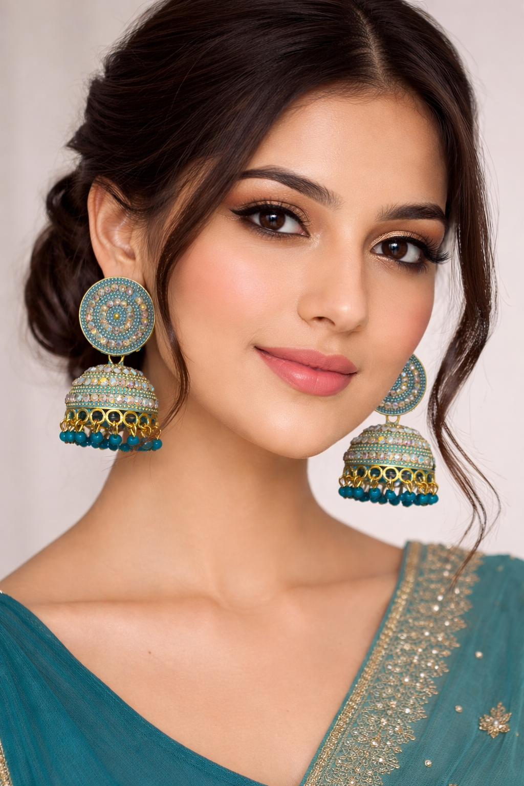 Azure Noor Mirror Jhumka Earrings