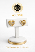 Golden Amour Heart Crystal Stud Earrings