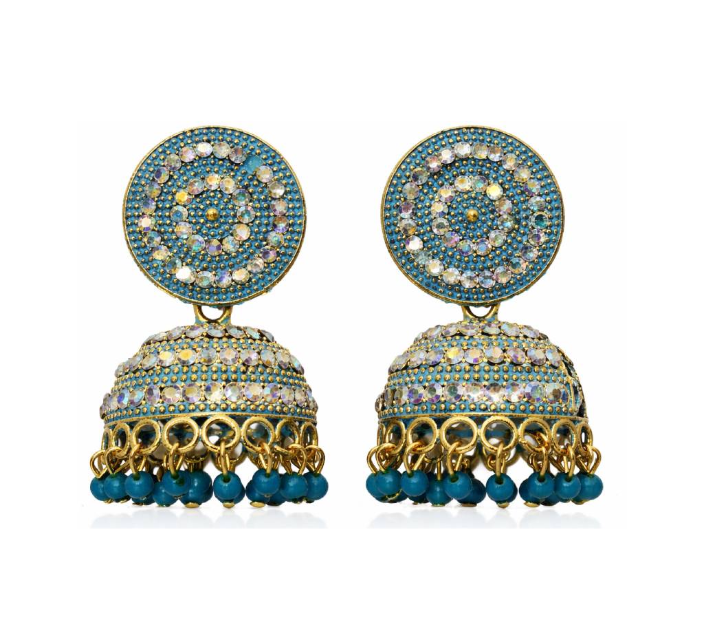 Azure Noor Mirror Jhumka Earrings