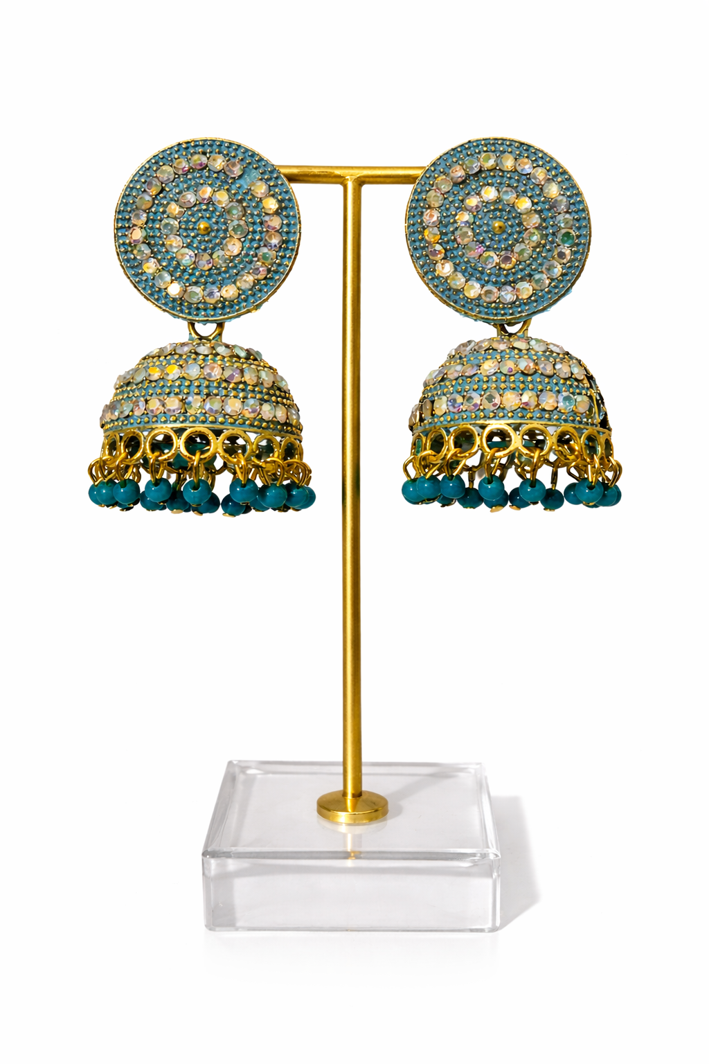 Azure Noor Mirror Jhumka Earrings