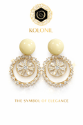 Kolonil Ivory Crystal Halo Statement Earrings