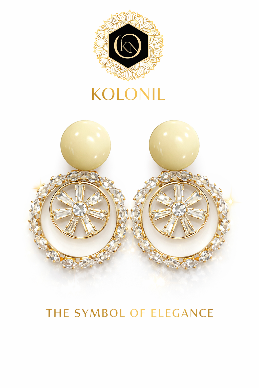 Kolonil Ivory Crystal Halo Statement Earrings