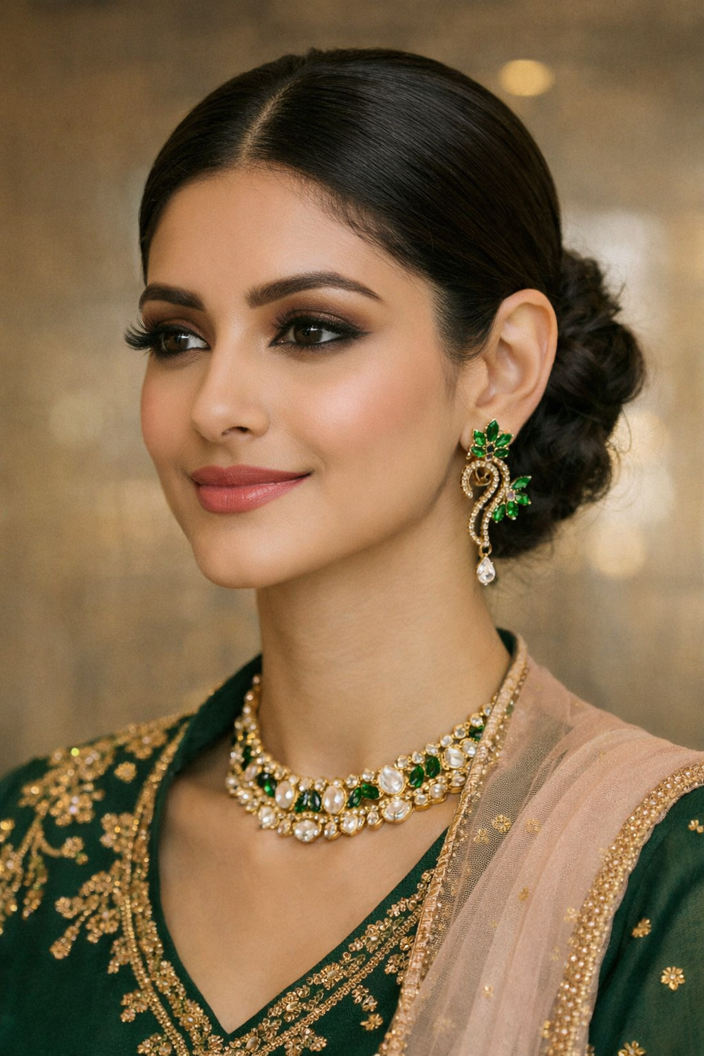Emerald Vine Crystal Drop Earrings