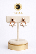 Kolonil Rose-Gold Pearl Earrings - Elegant Pearl Earrings for Women