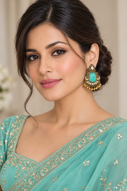 Antique Gold Gemstone Earrings for Women